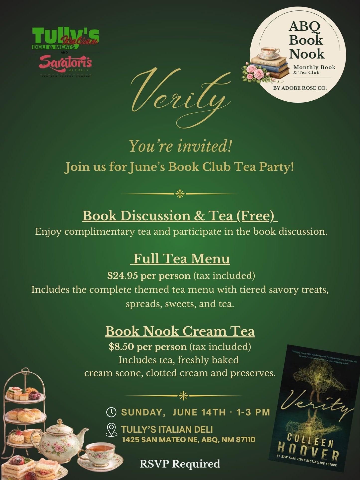 ABQ Book Nook June Menu